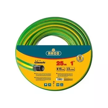 Шланг поливочный RACO CLASSIC, 1?, 25 м, 15 атм, трёхслойный, армированный (40306-1-25)