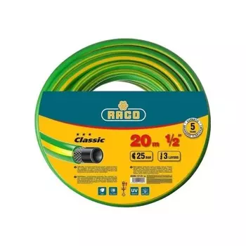 Шланг поливочный RACO CLASSIC, 1/2?, 20 м, 25 атм, трёхслойный, армированный (40306-1/2-20)