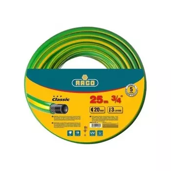 Шланг поливочный RACO CLASSIC, 3/4?, 25 м, 20 атм, трёхслойный, армированный (40306-3/4-25)