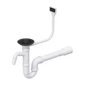 Сифон GRAND одинарный с прямоугольным переливом черный матовый (СФ-0041)