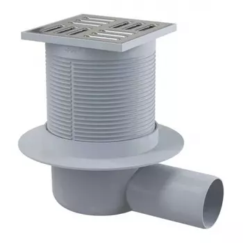 Сливной трап AlcaPlast APV31 105?105/50 мм боковой сток, решетка из нержавеющей стали, гидрозатвор комбинированный SMART