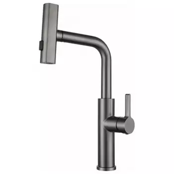 Смеситель для кухни ПРОФСАН STEEL с выдвижной лейкой графит (PSM-308-96)