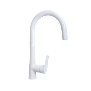 Смеситель для мойки Славен с высоким изливом, одноручный, белый, (СЛ-ОД-Г2Б)