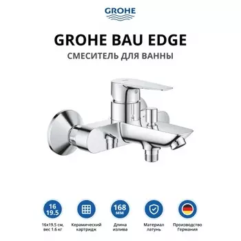 Смеситель для ванны Grohe Bau Edge 23604001