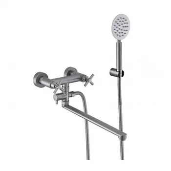 Смеситель FASHUN для ванны и душа двухручковый сатин (A52228)