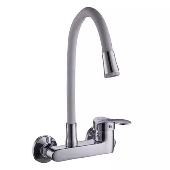 Смеситель настенный для умывальника Plstart с гибким изливом хром/белый (PD46001-8)