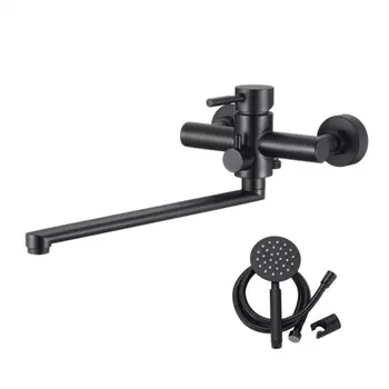 Смеситель OLIVE'S для ванны с длинным изливом нержавеющая сталь черный BALEAR (13221BLB)