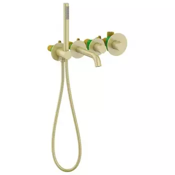 Смеситель встроенный для ванны с душем с термостатотом Timo Saona золото матовое (2324/17YSM)