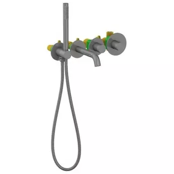 Смеситель встроенный для ванны с душем с термостатотом Timo Saona черное золото (2324/18YSM)