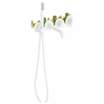 Смеситель встроенный для ванны с душем с термостатотом Timo Saona белый матовый (2324/16YSM)