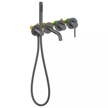 Смеситель встроенный для ванны с душем Timo Saona черное золото (2314/18YSM)