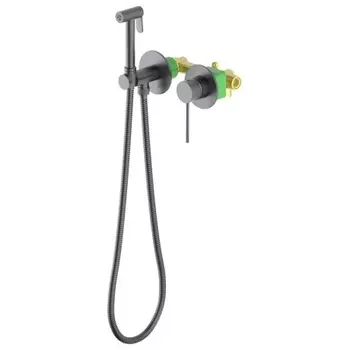 Смеситель встроенный с гигиеническим душем с защитой от ожогов Timo Saona черное золото (2339/18SM)