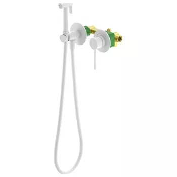 Смеситель встроенный с гигиеническим душем с защитой от ожогов Timo Saona белый матовый (2339/16SM)