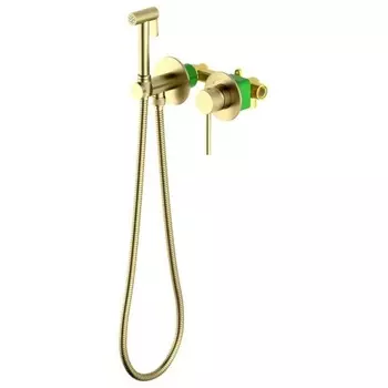 Смеситель встроенный с гигиеническим душем с защитой от ожогов Timo Saona золото матовое (2339/17SM)