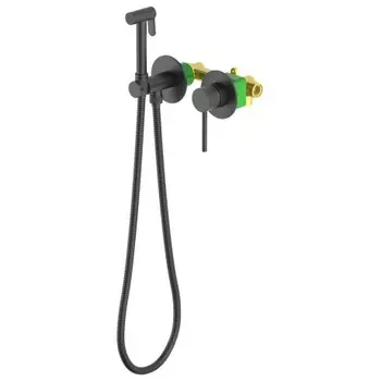 Смеситель встроенный с гигиеническим душем с защитой от ожогов Timo Saona черный (2339/03SM)