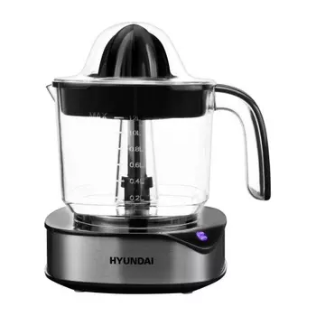 Соковыжималка цитрусовая Hyundai HY-JC4123 30Вт рез.сок.:1200мл. черный/нержавеющая сталь