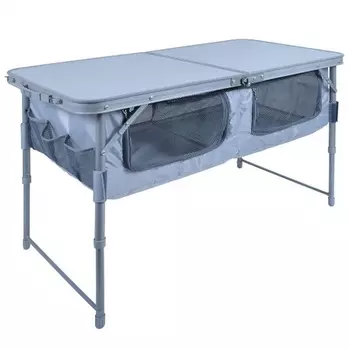 Стол складной "Ника" (влагост. пластик с полкой ) ССТ-3П/1 металик