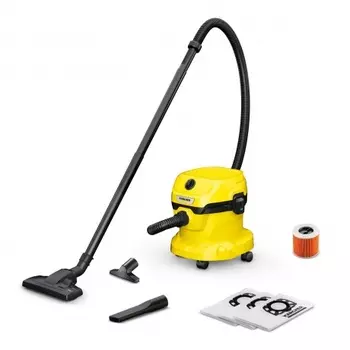 Строительный пылесос Karcher WD 2 Plus V-12/6/18/C Home 1000Вт (уборка: сухая/сбор воды) желтый