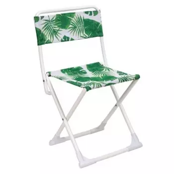Стул походный складной со спинкой "Ника" ПС3/1 с тропическими листьями светлый