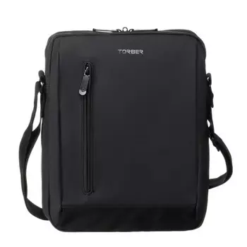Сумка кросс-боди Torber, черный/серый, полиуретан, 28х21х6 см T7492R