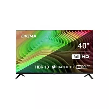 Телевизор LED Digma 40" DM-LED40SBB36 Салют ТВ Frameless Metal черный FULL HD 60Hz DVB-T DVB-T2 DVB-C DVB-S DVB-S2 USB WiFi Smart TV