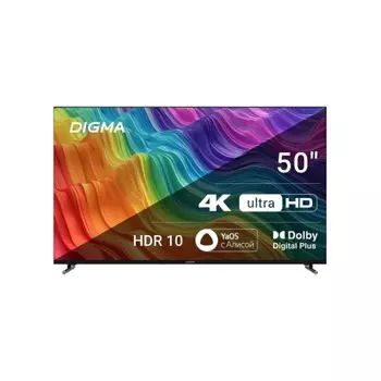 Телевизор LED Digma 50" DM-LED50UBB33 Яндекс.ТВ Frameless Metal черный 4K Ultra HD 60Hz DVB-T DVB-T2 DVB-C DVB-S DVB-S2 USB WiFi Smart TV