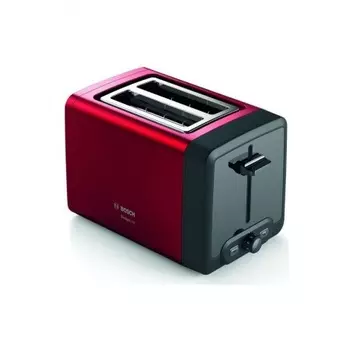 Тостер Bosch TAT4P424 (970 Вт, количество тостов: 2, корпус: пластик/металл, решетка для подогрева булочек, 6 степеней обжаривания, цвет красный/черный)