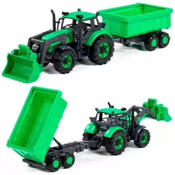 Трактор "Прогресс" с прицепом и ковшом инерционный 94667