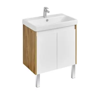 Тумба под раковину АКВАТОН СКАНДИ DOORS 63 1A278901SDZ90 (подвесная, белый глянец/дуб рустикальный)