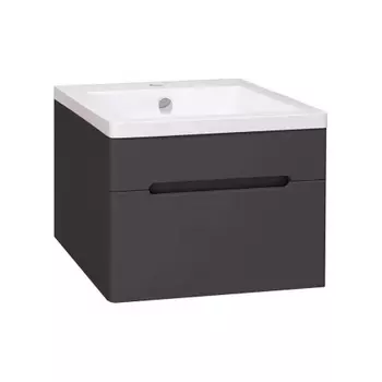 Тумба под раковину Runo графит 1 ящик подвесная (под умывальник Omega 60) Парма 60 (00-00001428)