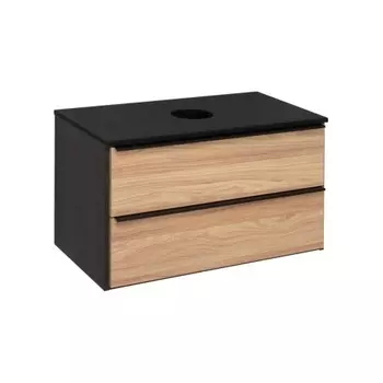 Тумба под раковину Runo подвесная дуб черный (под умывальник Moduo Square 50/ Гамма 56/ Infinity 85/ Moduo Leaf 55) Мальта 85 (00-00001099)