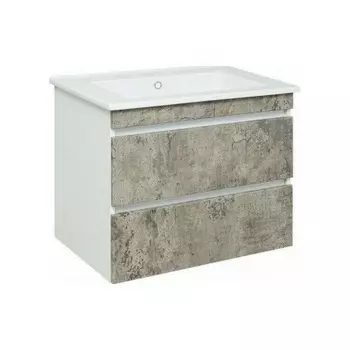 Тумба под раковину Runo подвесная серый бетон (под умывальник Оскар 75 Оскар 75) Манхэттен 75 (00-00001019)