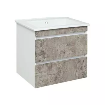 Тумба под раковину Runo подвесная серый бетон (под умывальник Оскар 65 Оскар 65) Манхэттен 65 (00-00001018)