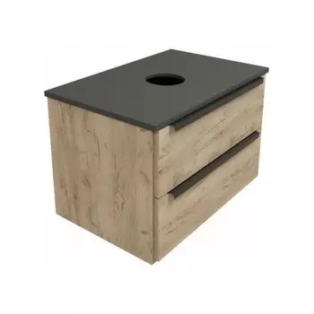 Тумба подвесная Teymi Helmi 70, 2 ящика с доводчиком, дуб крафт/графит матовый T60302