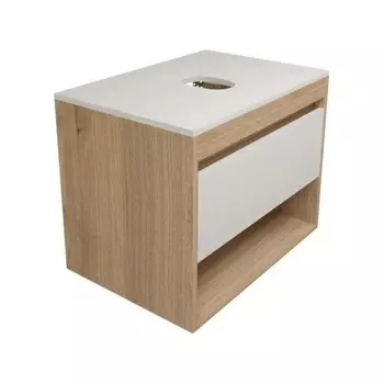 Тумба подвесная Teymi Ritta 65, ящик с доводчиком, цвет дуб эврика/белый матовый T60520