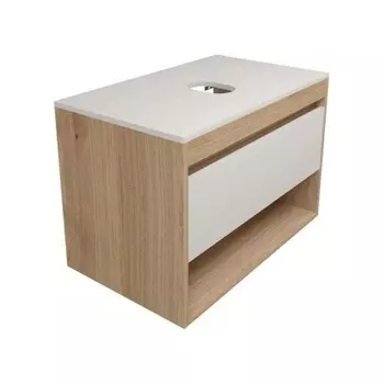 Тумба подвесная Teymi Ritta 75, ящик с доводчиком, цвет дуб эврика/белый матовый T60521