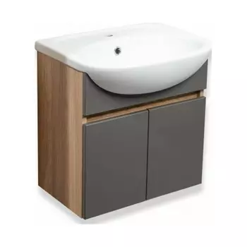 Тумба Runo Лада 60 подвесная графит под умывальник Уют 60 (00-00001369)