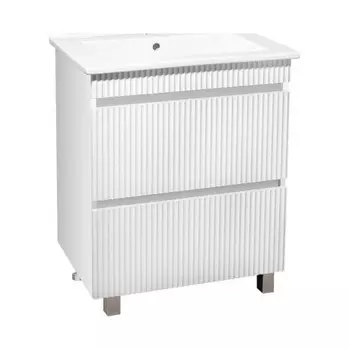 Тумба Runo Модена 65 напольная 2 ящика белая под умывальник Оскар 65 (00-00001452)