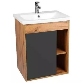 Тумба VIANT "Бостон" COMO 60 1 ств подвесная графит 430х560х620 (VBOS60COG-T1STP)