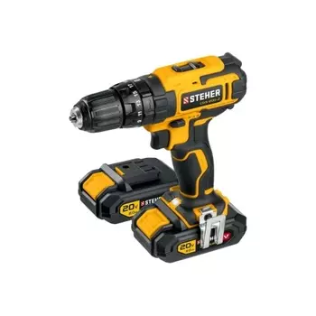 Ударная дрель-шуруповерт, кейс (CDS-200-2) STEHER V1, 20 В, 40 Н·м, 2 АКБ (2 А·ч)