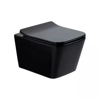 Унитаз OLIVE'S подвесной, черный глянец, сиденье дюропласт PORTO (PR30117DP)