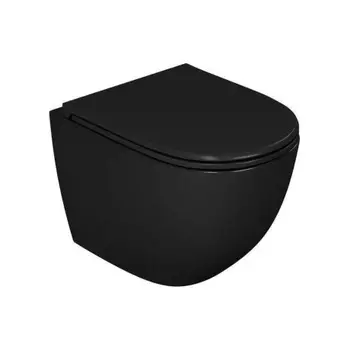 Унитаз подвесной безободковый D&K Matrix DT1396025, 490*370*360мм, сиденье микролифт, черный