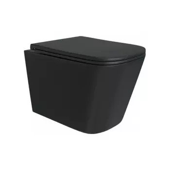 Унитаз подвесной Teymi Helmi S безободковый, сиденье микролифт, черный матовый T40302MB