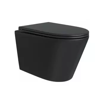 Унитаз подвесной Teymi Solli безободковый, сиденье микролифт, черный матовый T40201MB