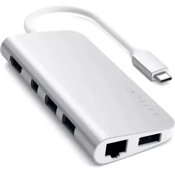 USB адаптер Satechi Aluminum Type-C Multimedia Adapter. Цвет серебряный