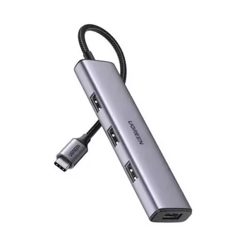 USB-Хаб UGREEN CM473 (20841) USB-C to 4*USB 3.0 Hub серый