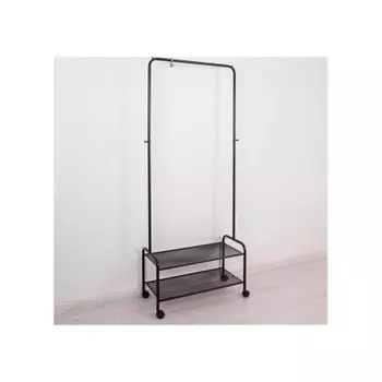 Вешалка гардеробная Валенсия 22М 2 полки, на колёсах, черный, ВГВ22М Ч