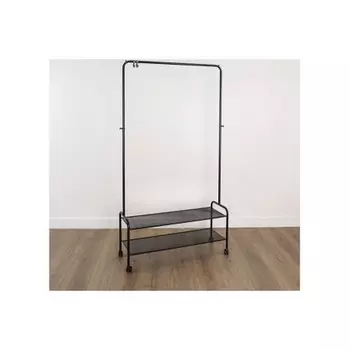 Вешалка гардеробная Валенсия 32М 2 полки, на колёсах, черный, ВГВ32М Ч