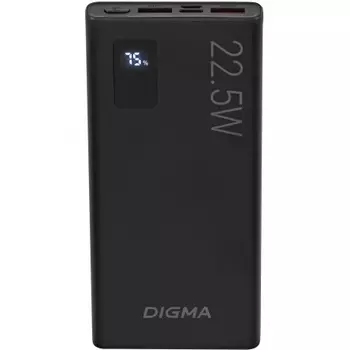 Внешний аккумулятор Digma DGPF10A, 10000мAч, черный (dgpf10a22pbk)