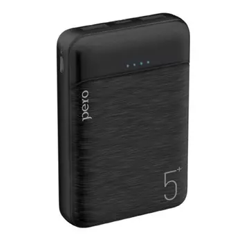 Внешний аккумулятор PERO PB01 5000 mAh, Li-Pol, output 2xUSB-A 2.1A, черный